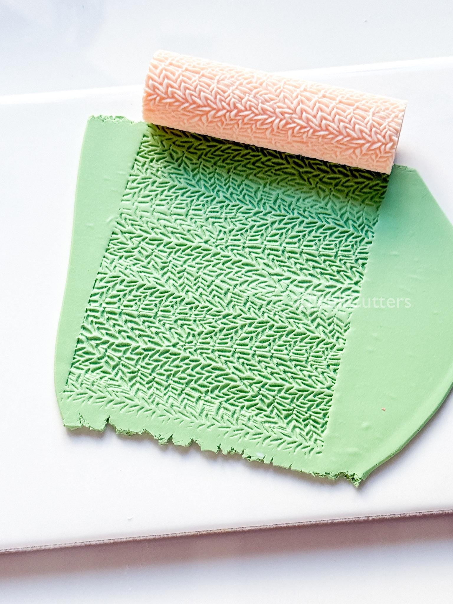 Leaf Branch Texture Roller: Botanical Pattern for Polymer Clay