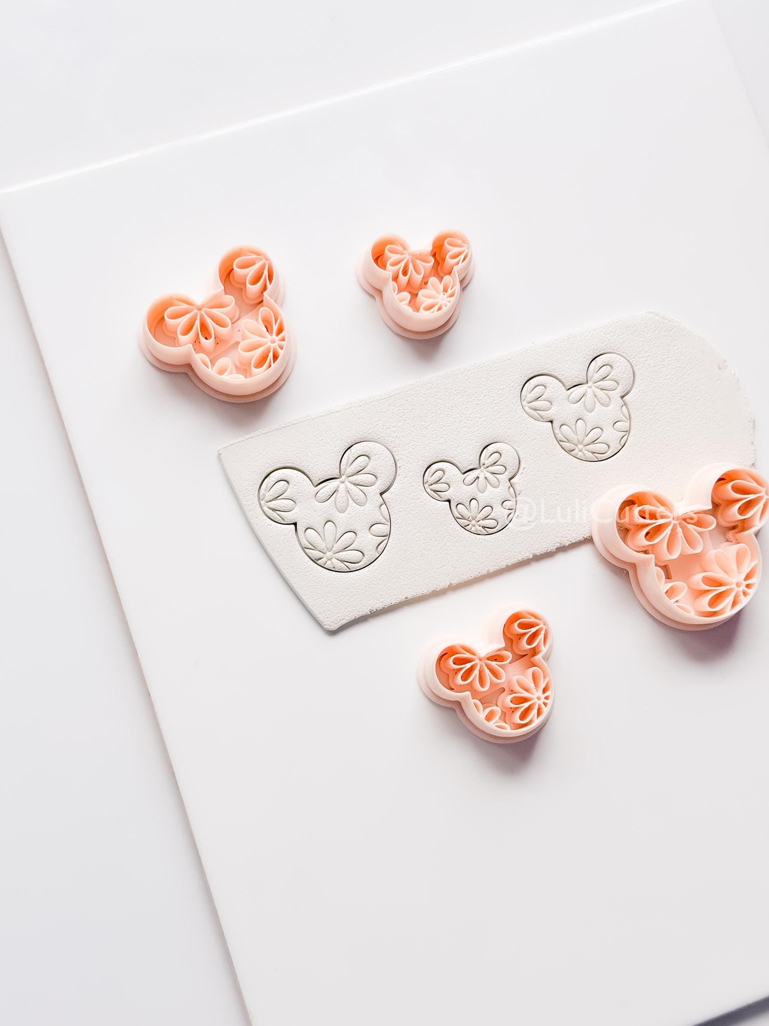 Floral Mouse Head Cutter | Earring Shape Jewelry Tool for Polymer Clay