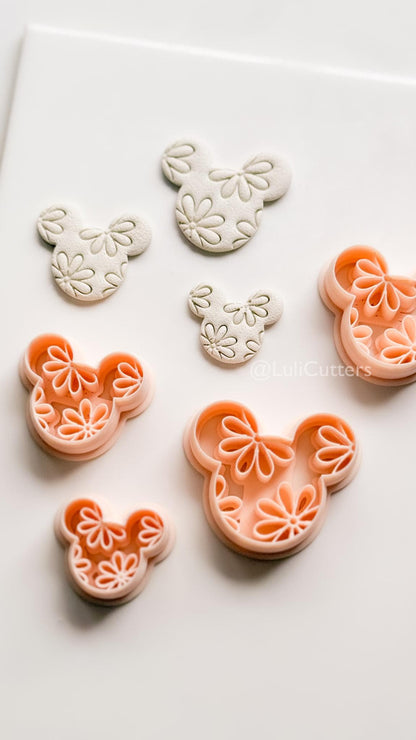 Floral Mouse Head Cutter | Earring Shape Jewelry Tool for Polymer Clay