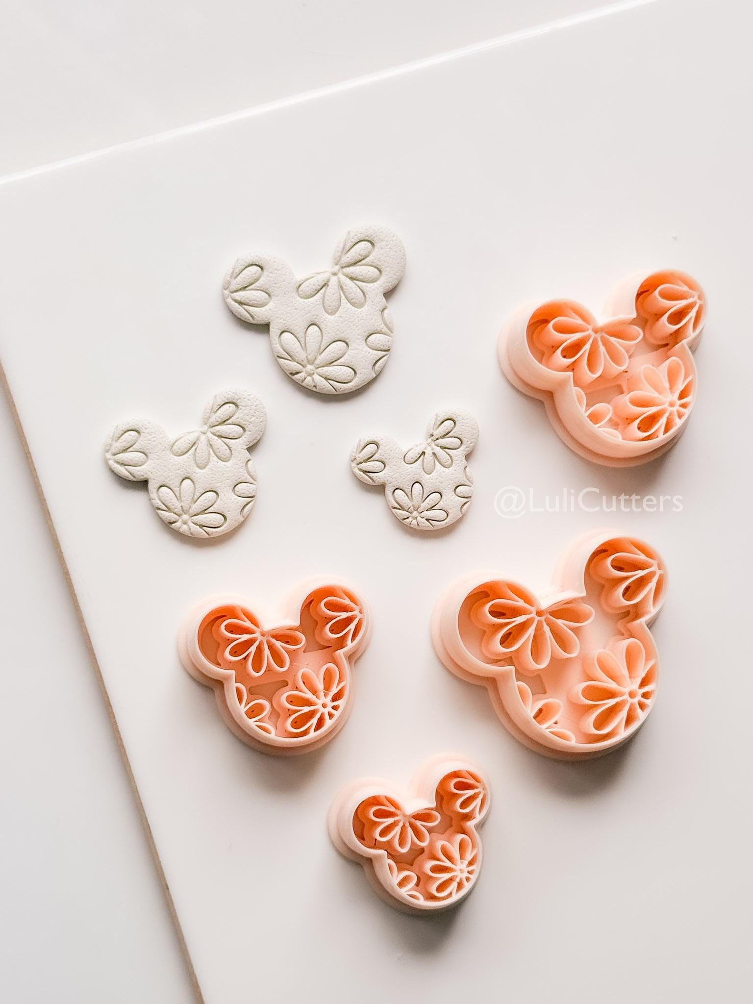 Floral Mouse Head Cutter | Earring Shape Jewelry Tool for Polymer Clay