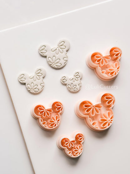 Floral Mouse Head Cutter | Earring Shape Jewelry Tool for Polymer Clay