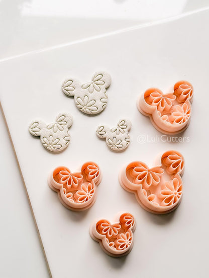 Floral Mouse Head Cutter | Earring Shape Jewelry Tool for Polymer Clay
