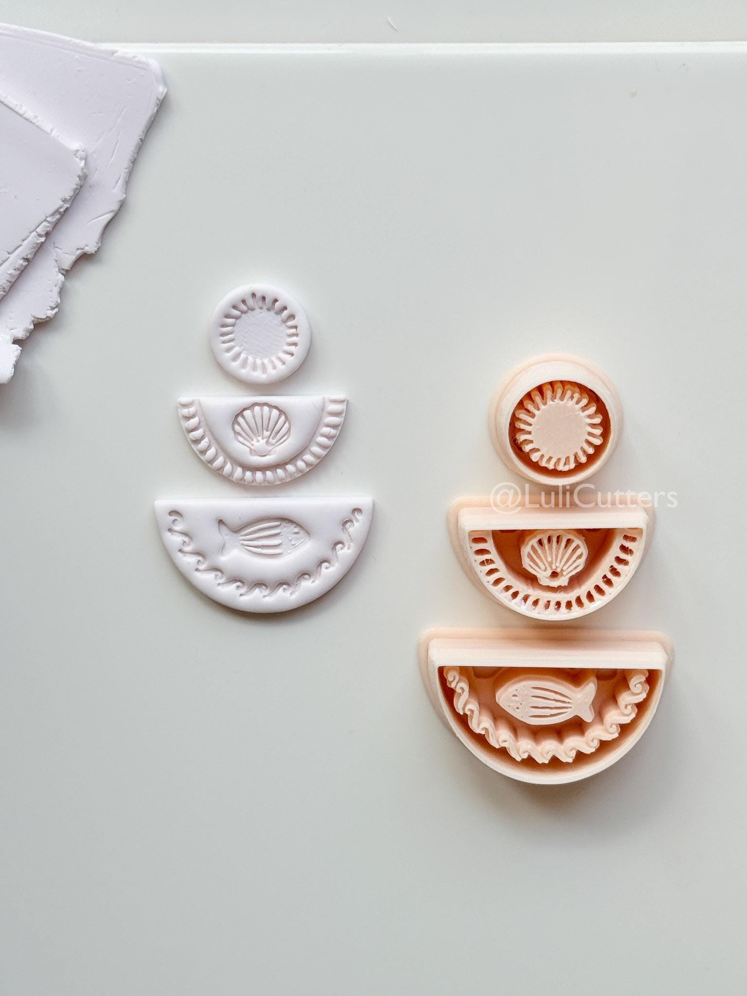 Summer Trio Cutter: Sun, Shell, Fish Designs for Polymer Clay
