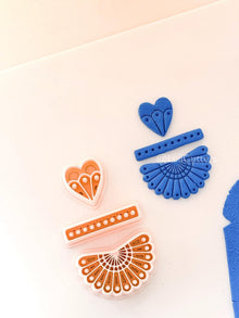 Summer Fan Dangle Cutter: Heart, Pearls, Radiating Design for Polymer Clay