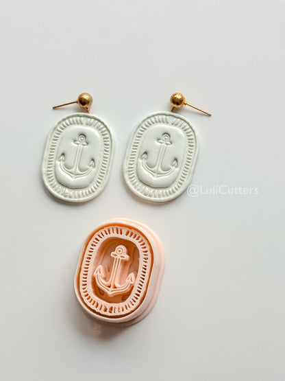 Oval Anchor Cutter: Marine Design with Decorative Border for Polymer Clay