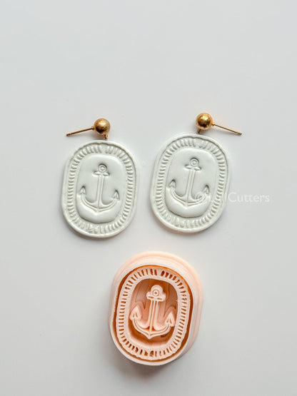 Oval Anchor Cutter: Marine Design with Decorative Border for Polymer Clay