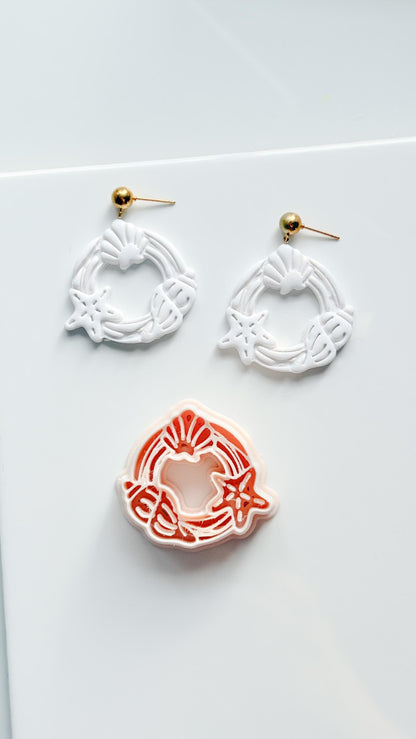 Ocean Wreath Cutter | Seashell Starfish Earring Shape for Polymer Clay