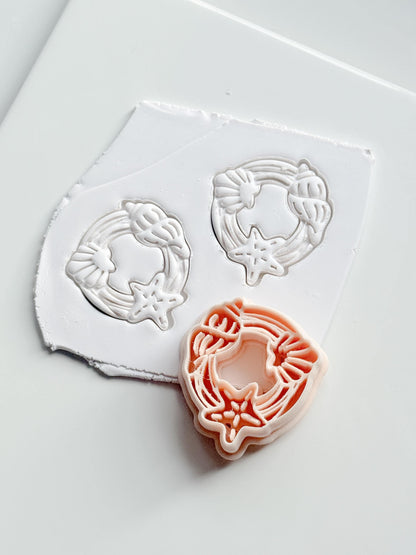Ocean Wreath Cutter | Seashell Starfish Earring Shape for Polymer Clay