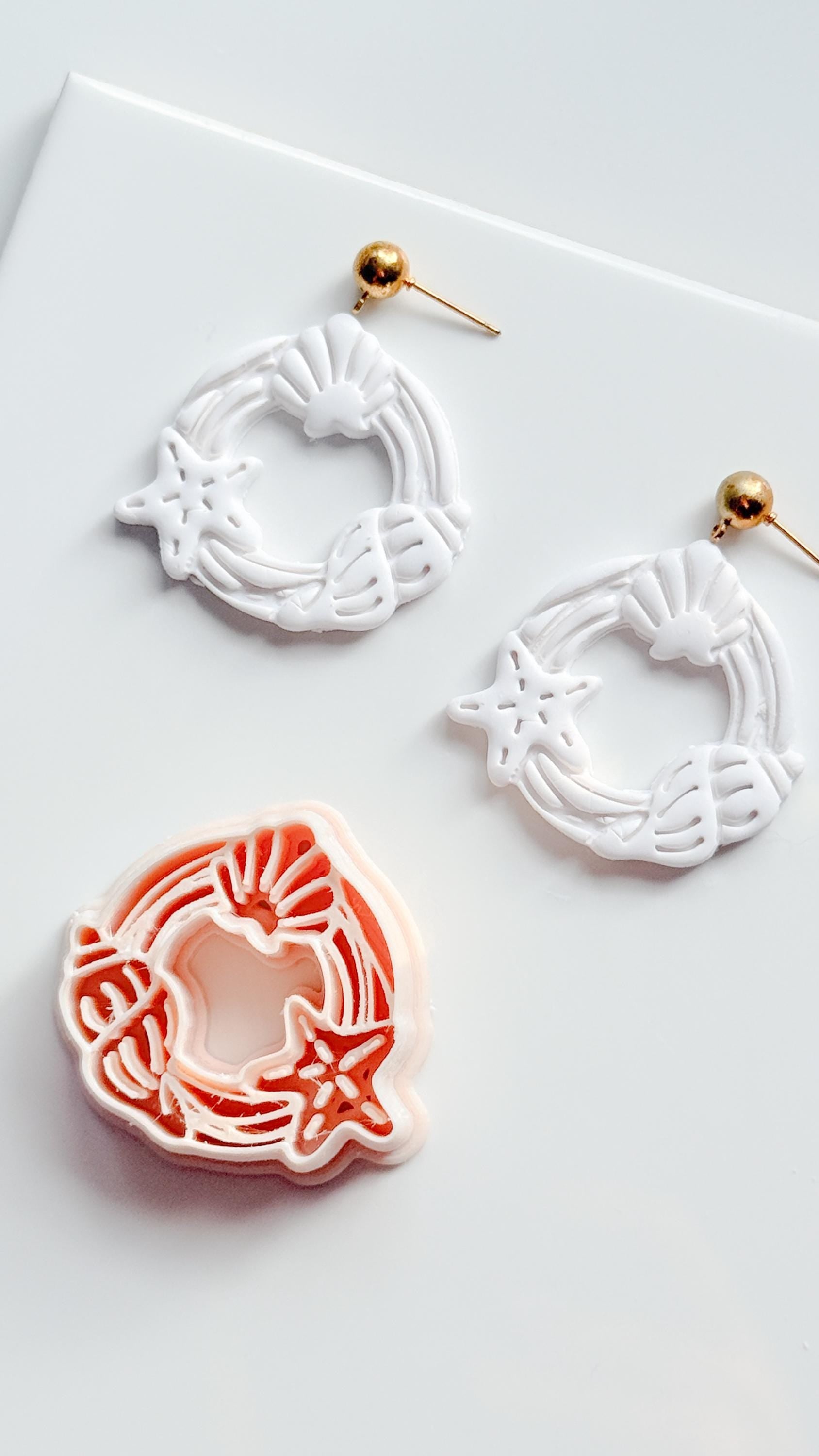 Ocean Wreath Cutter | Seashell Starfish Earring Shape for Polymer Clay
