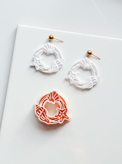Ocean Wreath Cutter | Seashell Starfish Earring Shape for Polymer Clay