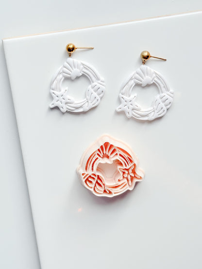 Ocean Wreath Cutter | Seashell Starfish Earring Shape for Polymer Clay
