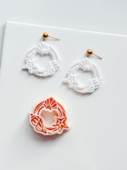Ocean Wreath Cutter | Seashell Starfish Earring Shape for Polymer Clay