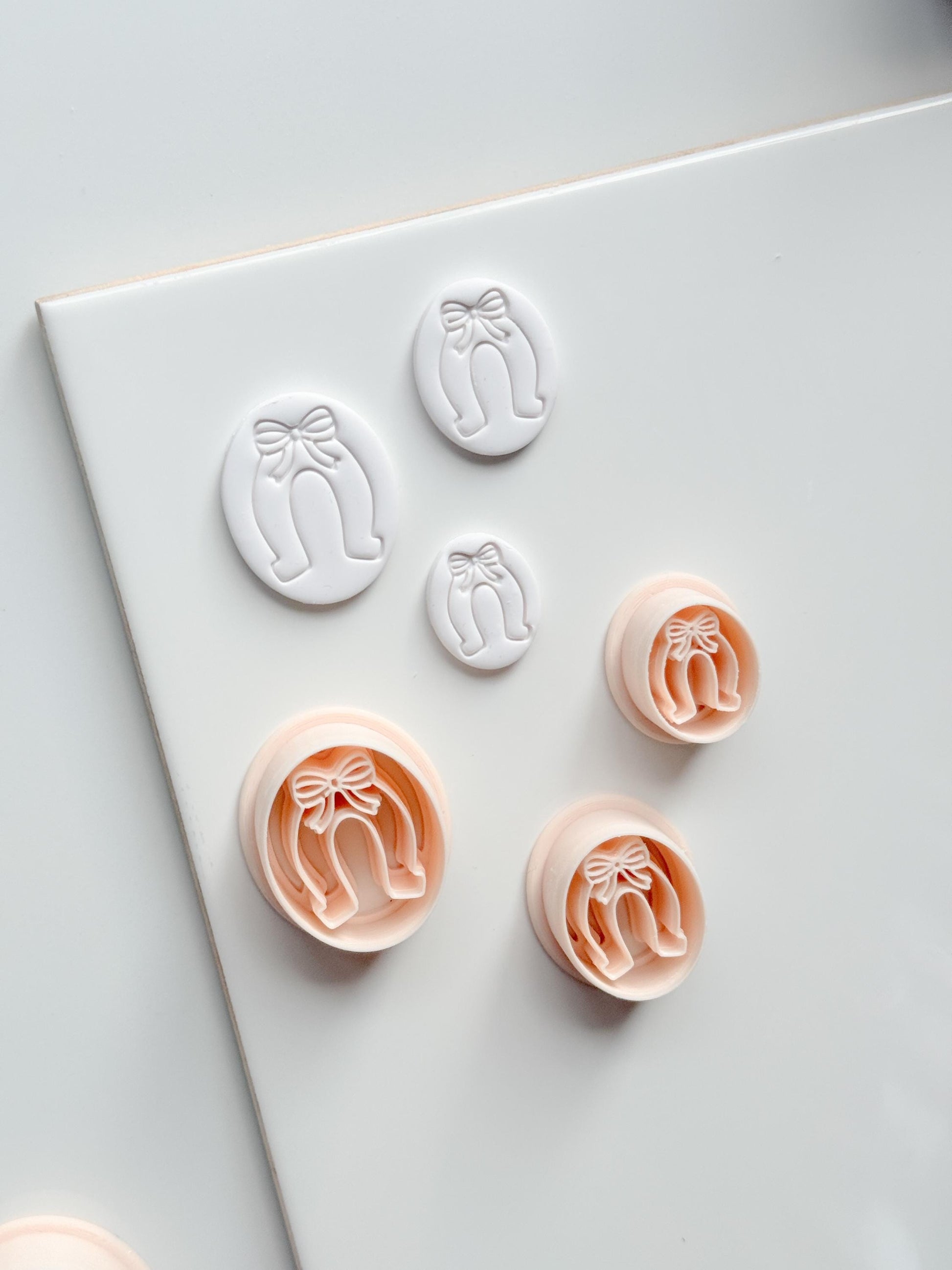 The Coquette Horseshoe Cutter | Bow Oval Earring Shape for Polymer Clay