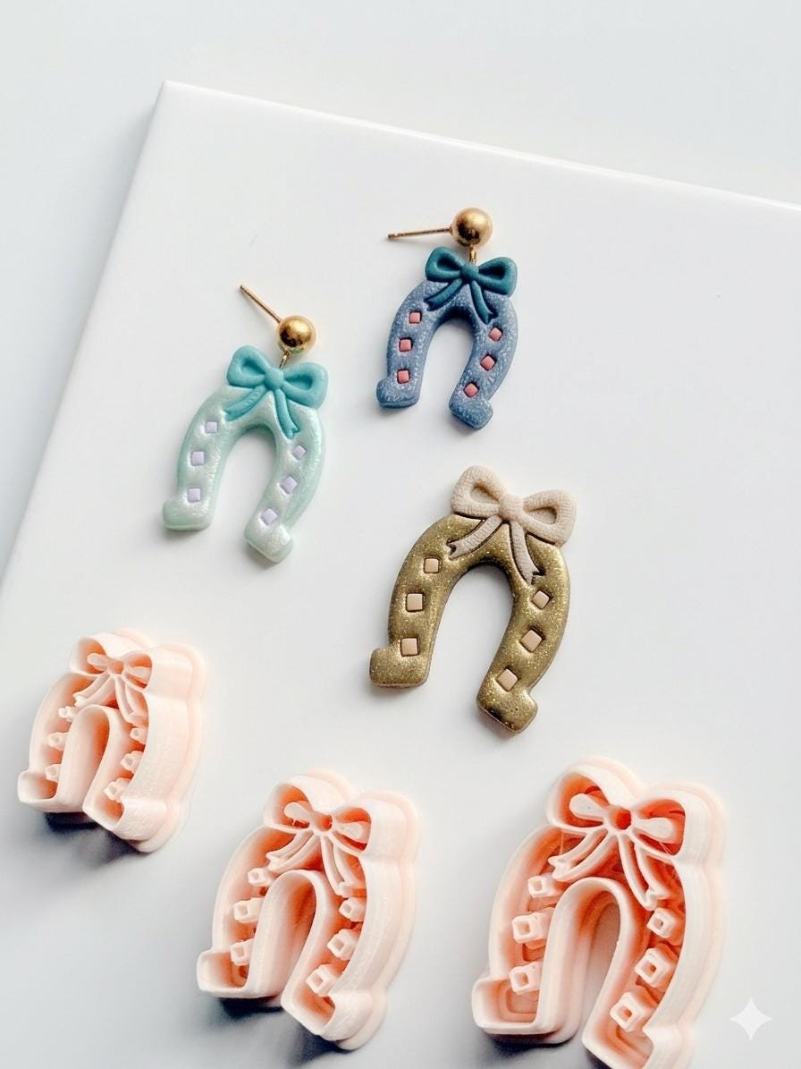Lucky Bow Horseshoe Cutter | Western Arch Earring Shape for Polymer Clay