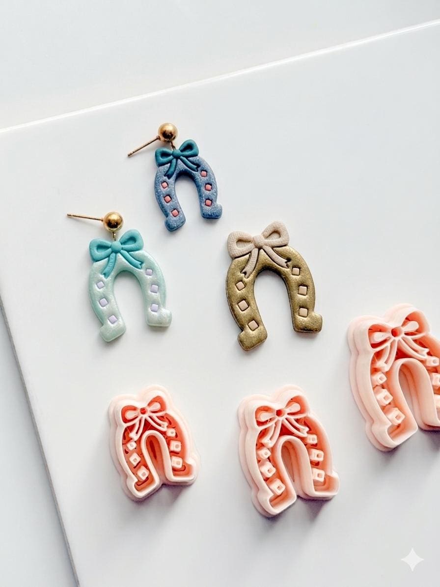 Lucky Bow Horseshoe Cutter | Western Arch Earring Shape for Polymer Clay