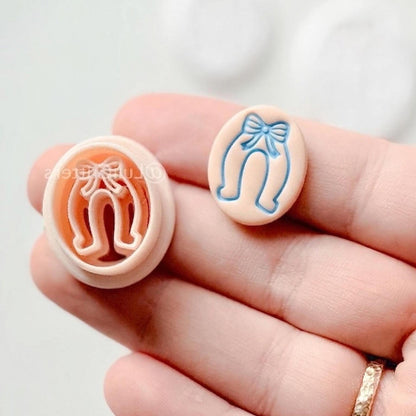The Coquette Horseshoe Cutter | Bow Oval Earring Shape for Polymer Clay