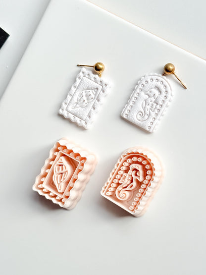 Ocean Cameo Cutters | Seahorse Arch & Spirit Shell Shapes for Polymer Clay Earrings