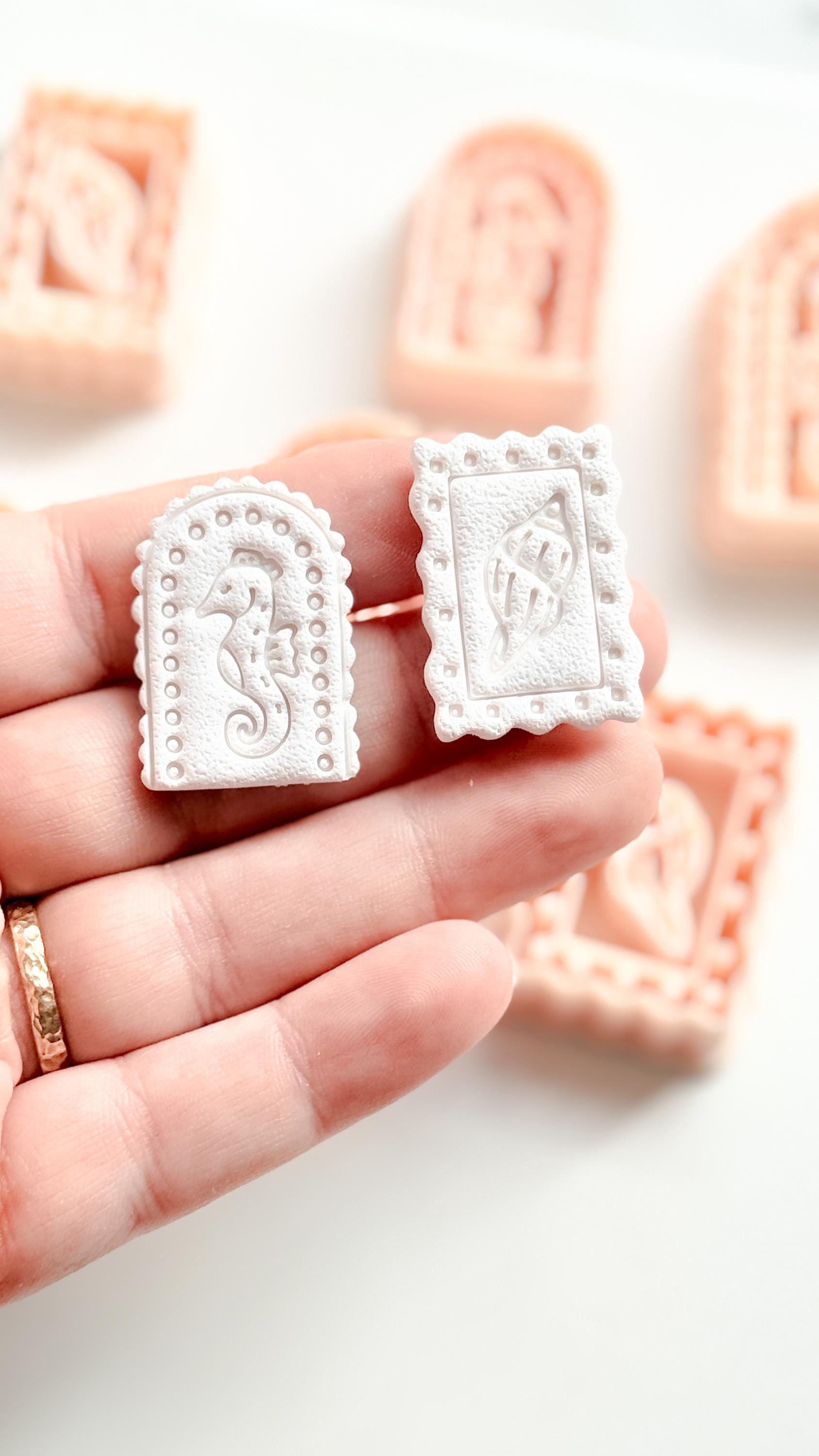 Ocean Cameo Cutters | Seahorse Arch & Spirit Shell Shapes for Polymer Clay Earrings
