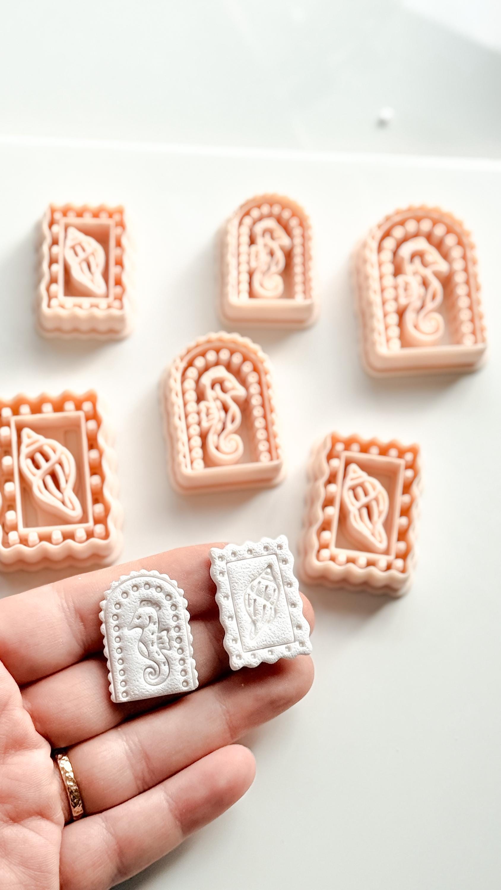 Ocean Cameo Cutters | Seahorse Arch & Spirit Shell Shapes for Polymer Clay Earrings