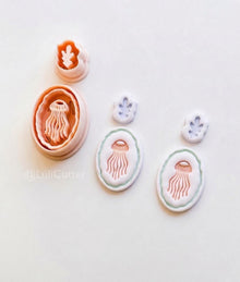 Coastal Cameo Cutter: Jellyfish & Delicate Seashell Design for Polymer Clay
