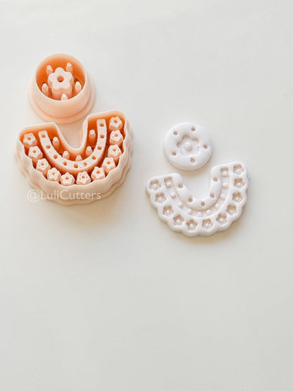 Boho Bib Cutter: Floral Collar and Circle for Polymer Clay