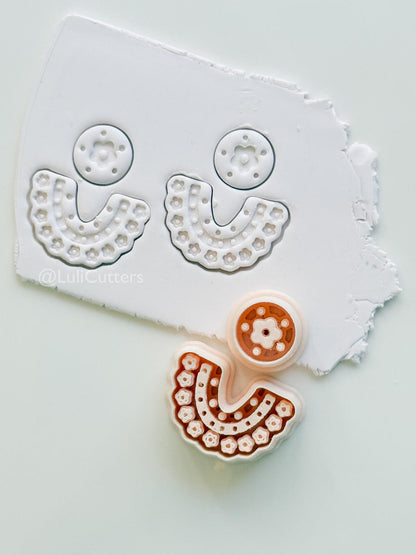 Boho Bib Cutter: Floral Collar and Circle for Polymer Clay