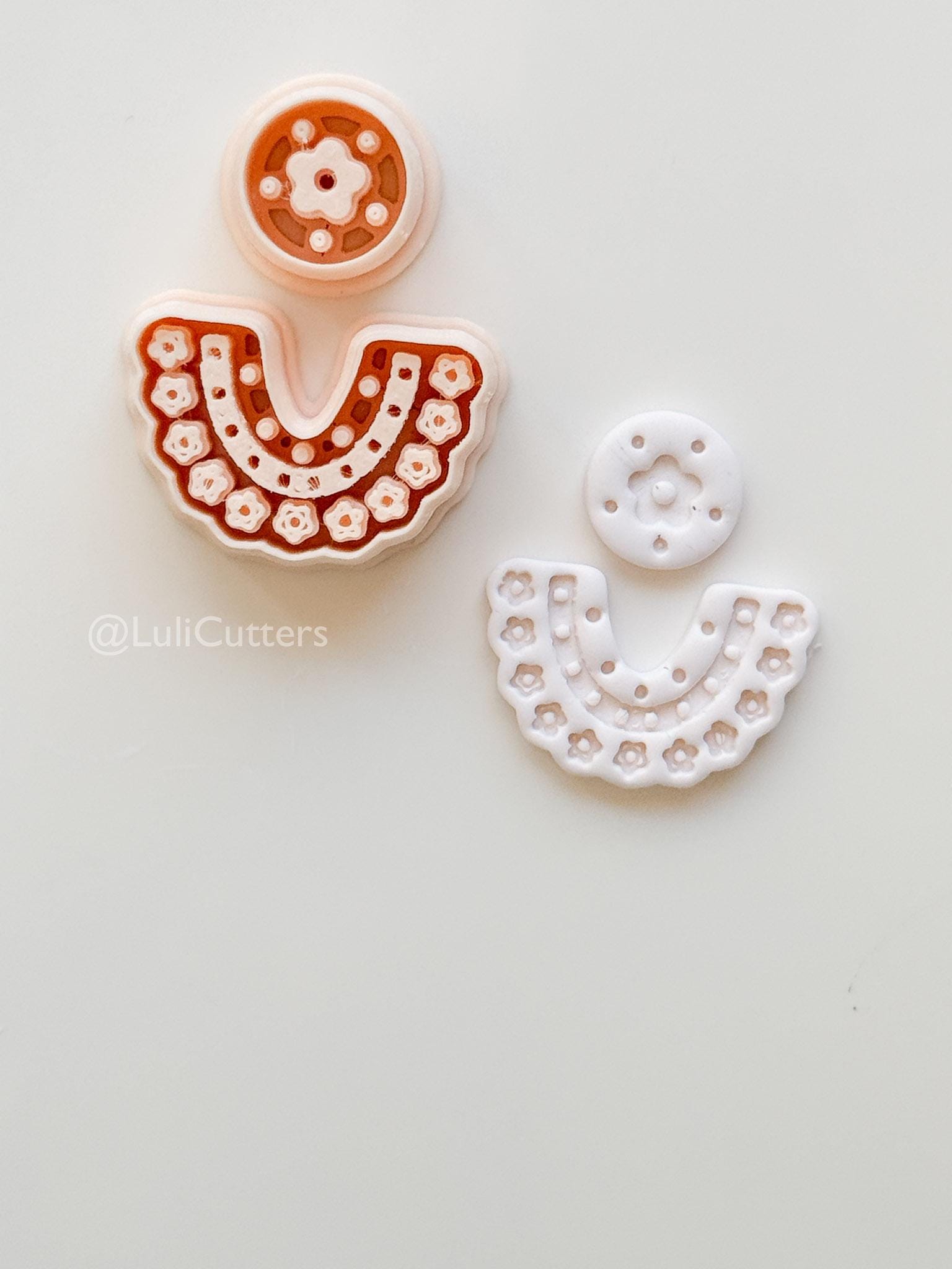 Boho Bib Cutter: Floral Collar and Circle for Polymer Clay