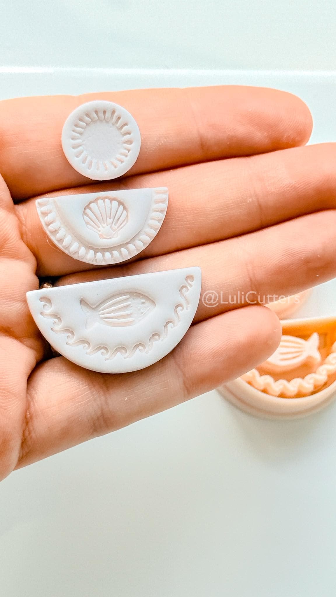 Summer Trio Cutter: Sun, Shell, Fish Designs for Polymer Clay