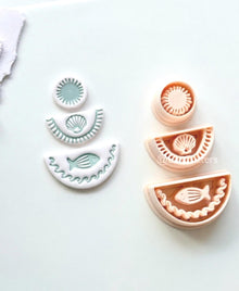 Summer Trio Cutter: Sun, Shell, Fish Designs for Polymer Clay