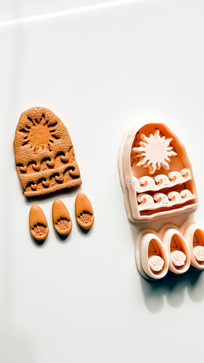 Bohemian Sun Dangle Cutter: Shells with Celestial Frame for Polymer Clay