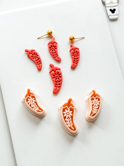 Spicy Floral Pepper Cutter: Decorative Chili Shape for Polymer Clay