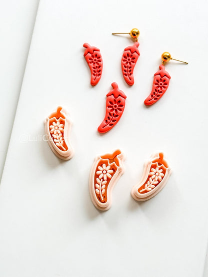 Spicy Floral Pepper Cutter: Decorative Chili Shape for Polymer Clay