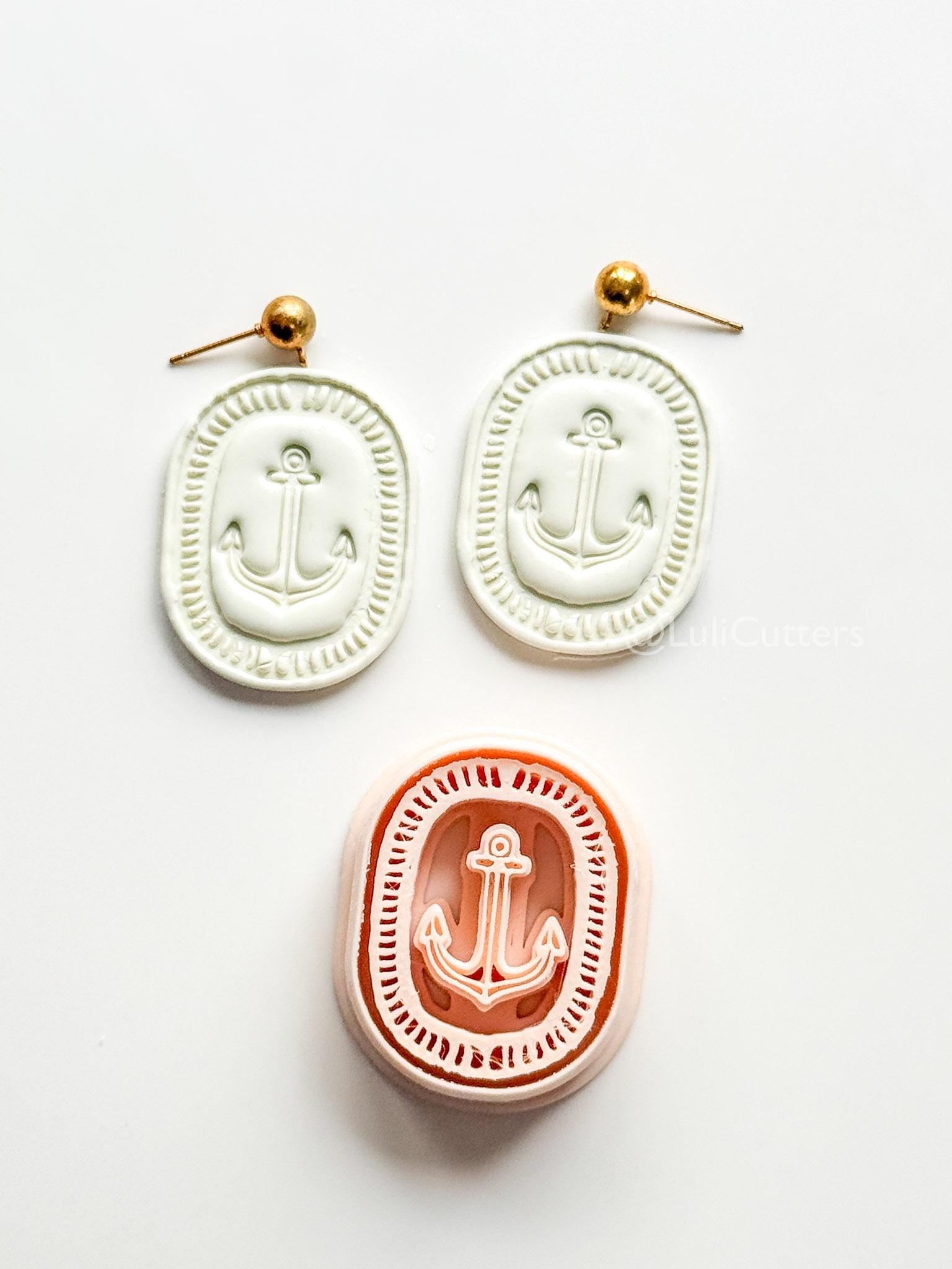 Oval Anchor Cutter: Marine Design with Decorative Border for Polymer Clay