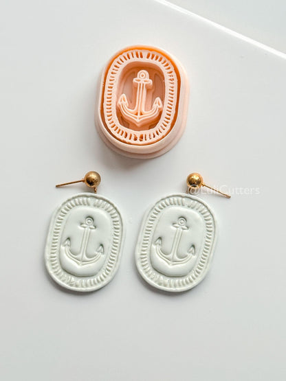 Oval Anchor Cutter: Marine Design with Decorative Border for Polymer Clay