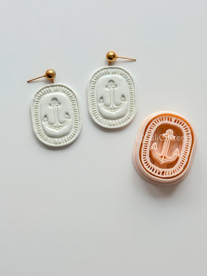 Oval Anchor Cutter: Marine Design with Decorative Border for Polymer Clay