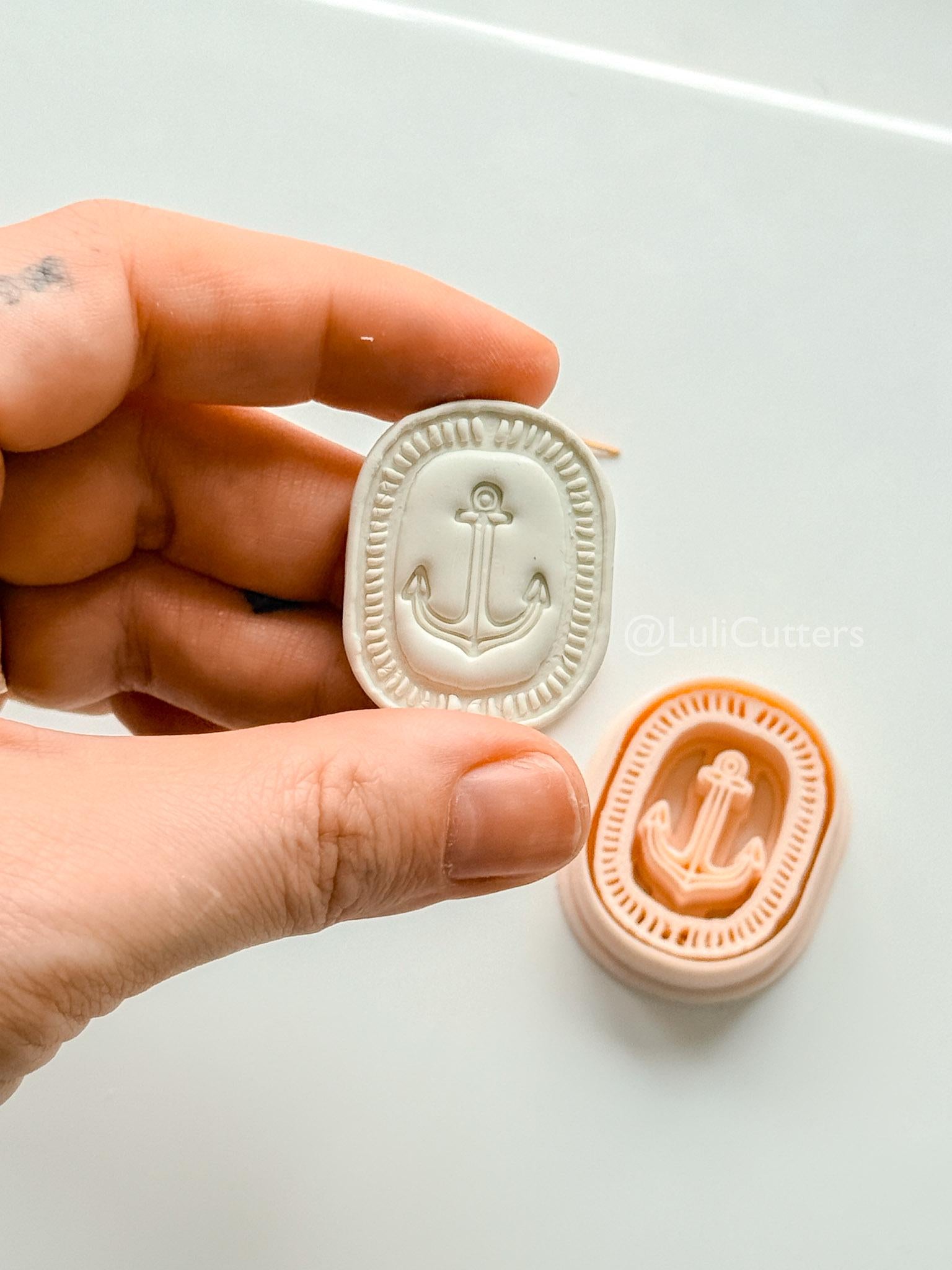 Oval Anchor Cutter: Marine Design with Decorative Border for Polymer Clay