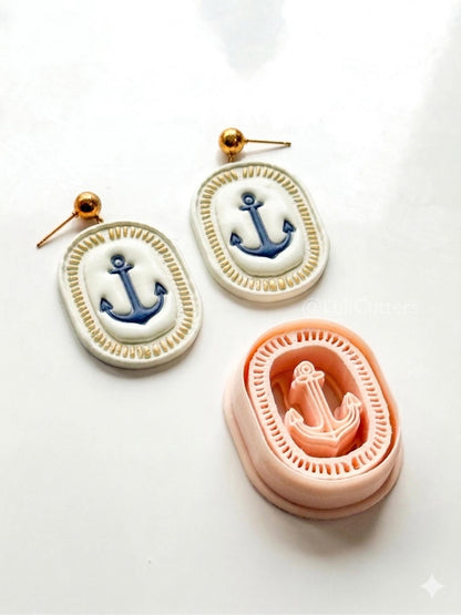 Oval Anchor Cutter: Marine Design with Decorative Border for Polymer Clay