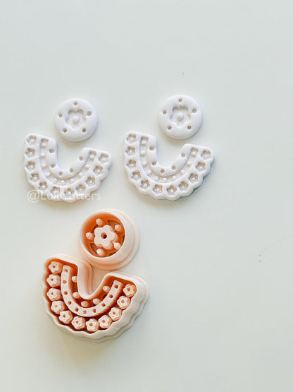 Boho Bib Cutter: Floral Collar and Circle for Polymer Clay