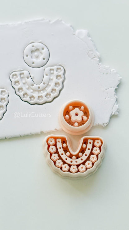 Boho Bib Cutter: Floral Collar and Circle for Polymer Clay