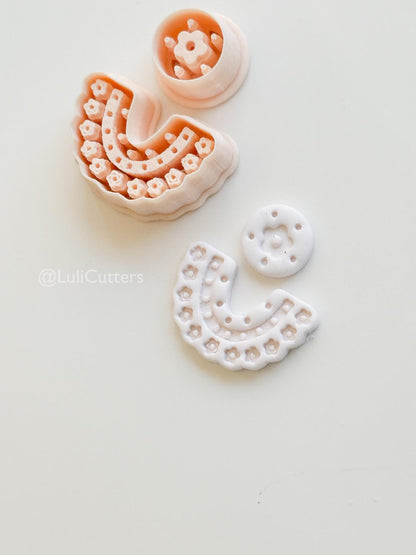 Boho Bib Cutter: Floral Collar and Circle for Polymer Clay