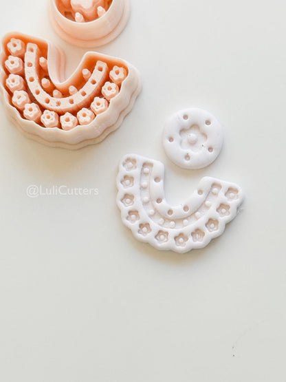 Boho Bib Cutter: Floral Collar and Circle for Polymer Clay