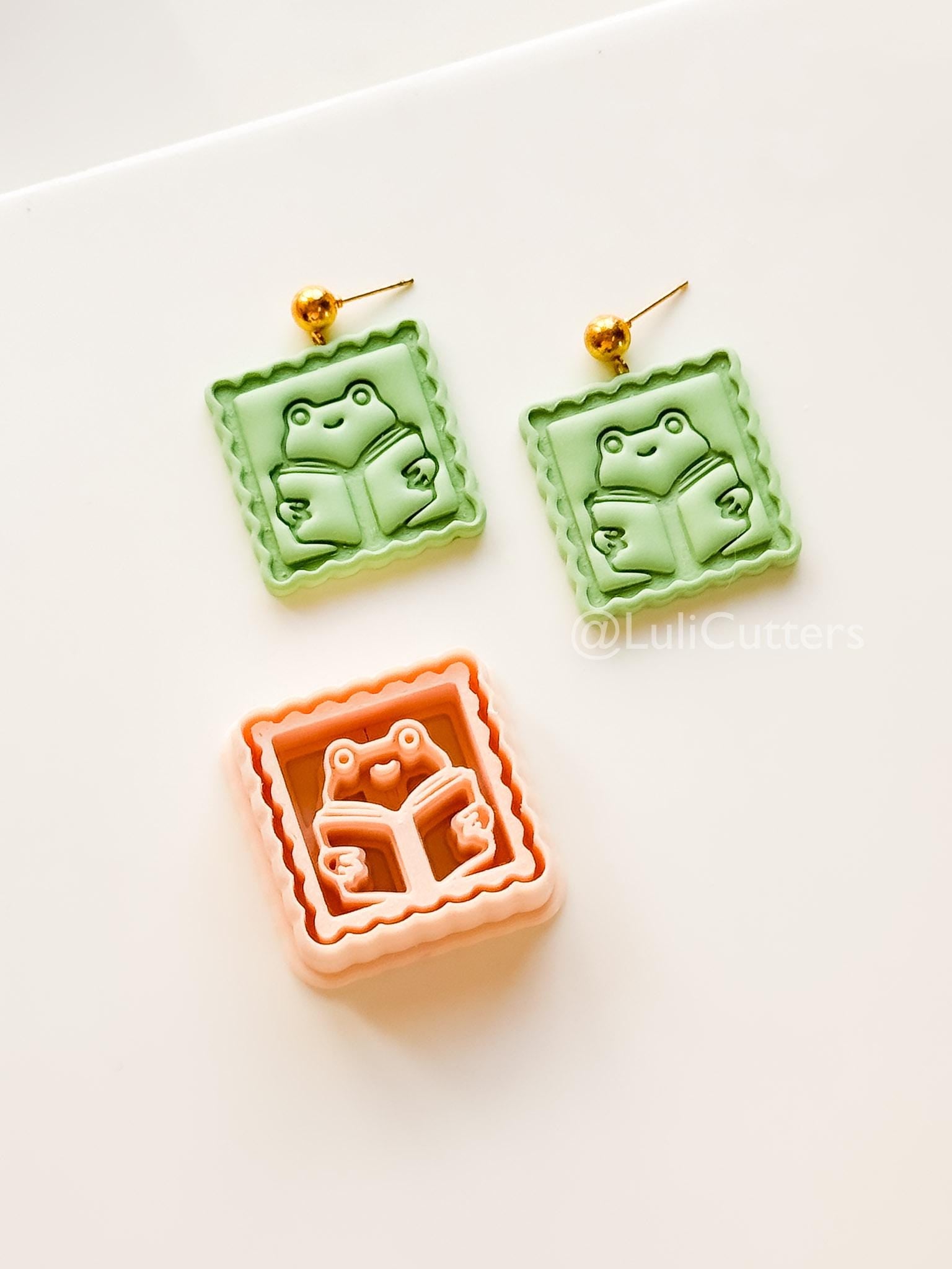 Whimsy Reading Frog Cutter: Charming Bookworm Design for Polymer Clay