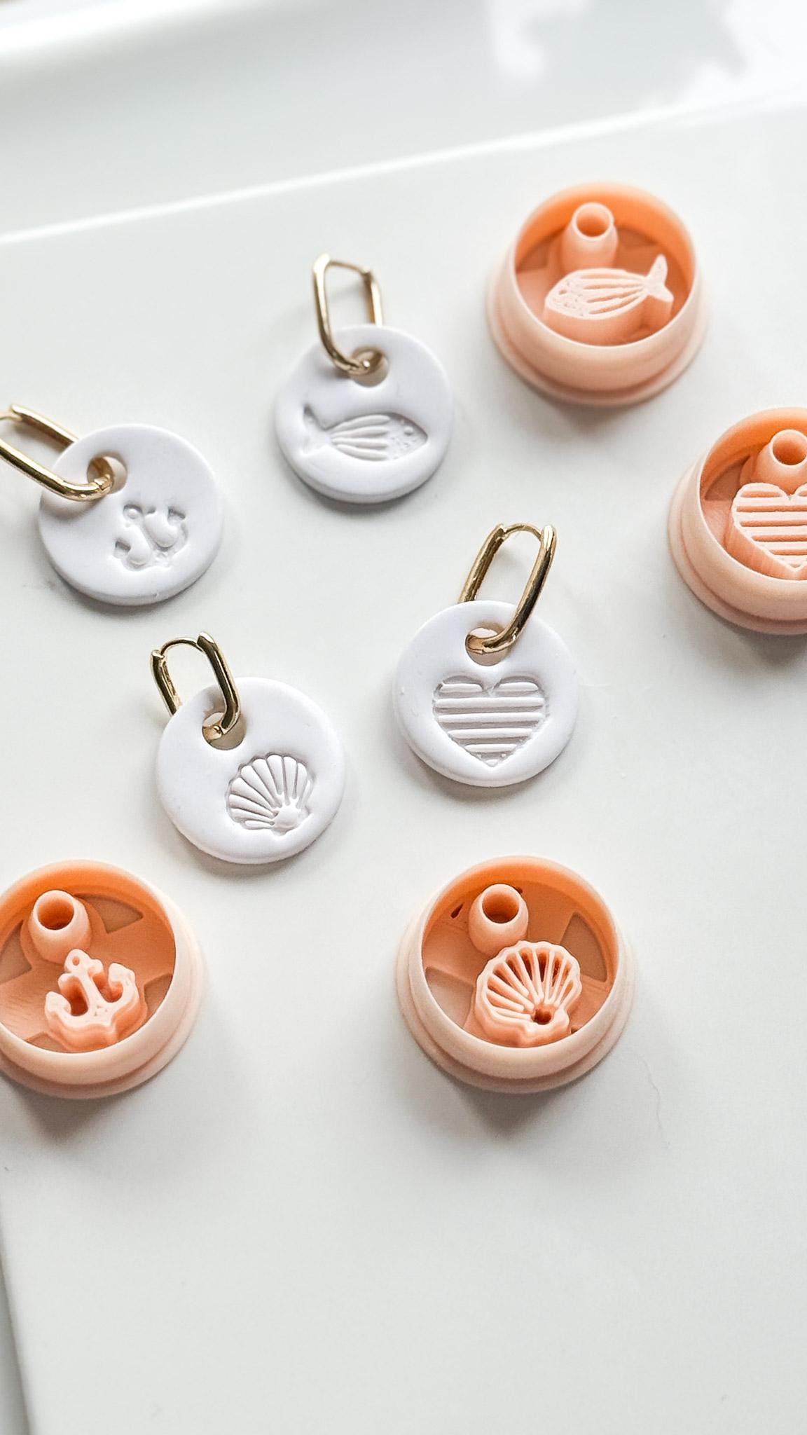 Coastal Interchangeable Cutters: Heart, Fish, Anchor, Shell Designs for Polymer Clay