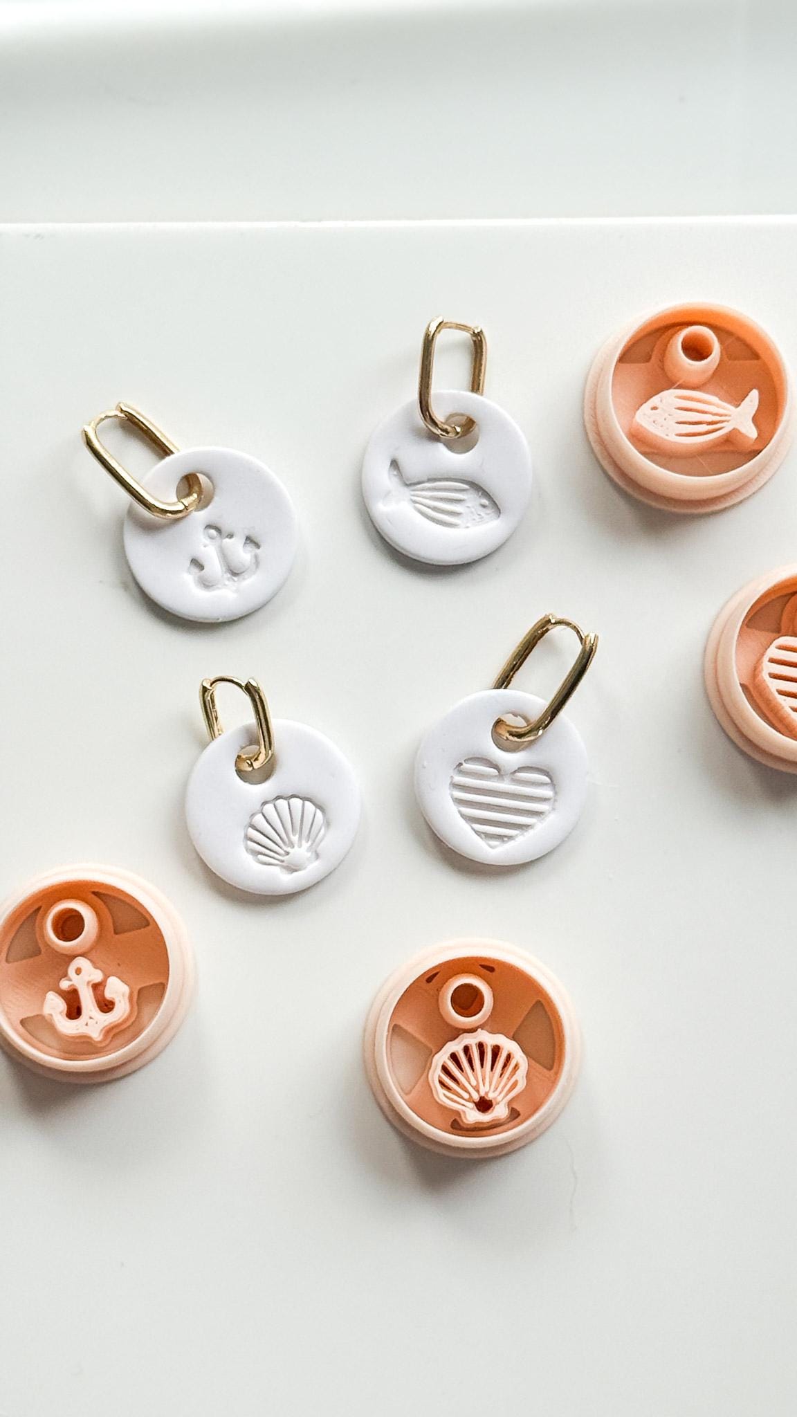 Coastal Interchangeable Cutters: Heart, Fish, Anchor, Shell Designs for Polymer Clay