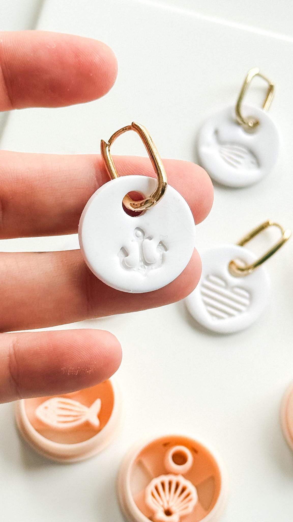 Coastal Interchangeable Cutters: Heart, Fish, Anchor, Shell Designs for Polymer Clay