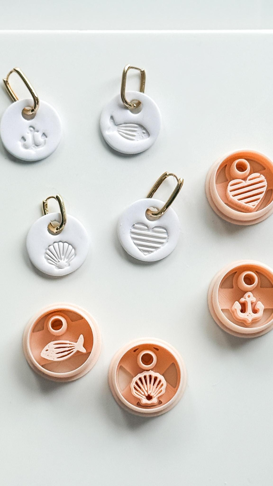 Coastal Interchangeable Cutters: Heart, Fish, Anchor, Shell Designs for Polymer Clay