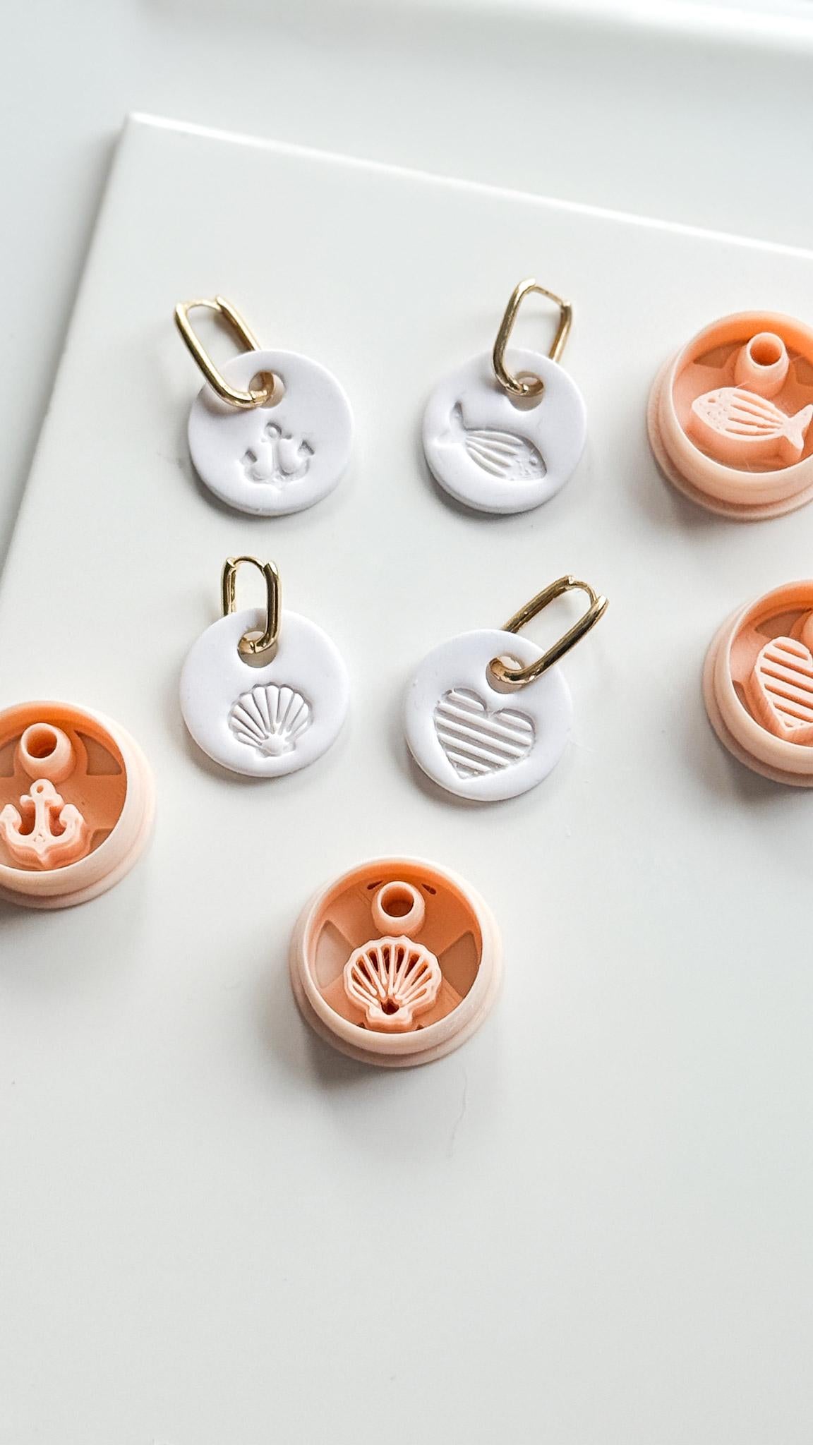 Coastal Interchangeable Cutters: Heart, Fish, Anchor, Shell Designs for Polymer Clay