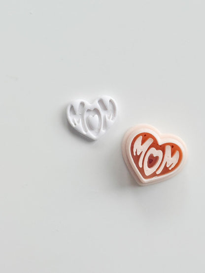 Basic Mom Stud Cutter: Heart-Shaped "MOM" Design for Polymer Clay