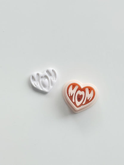 Basic Mom Stud Cutter: Heart-Shaped "MOM" Design for Polymer Clay