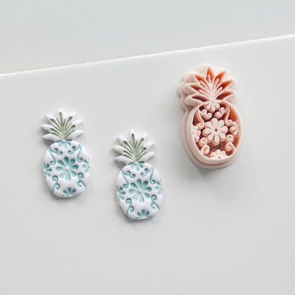 Floral Pineapple Cutter: Intricate Flower & Scroll Design for Polymer Clay